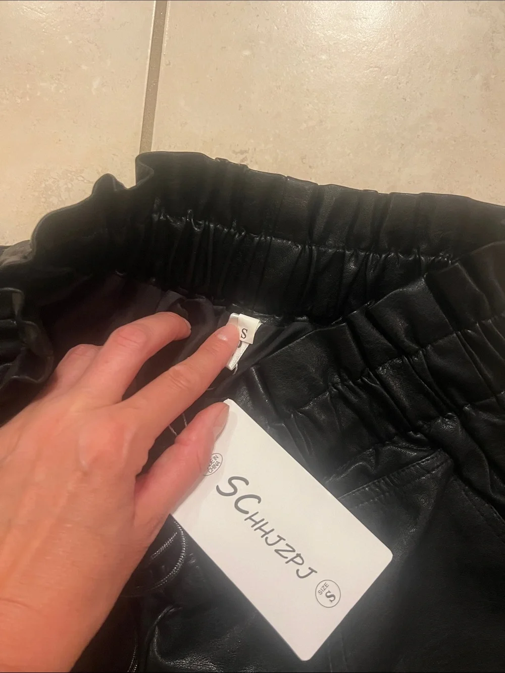 High-Waist Black Faux Leather Paperbag Shorts